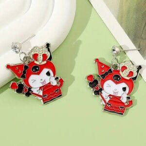 Earrings Kuromi Enamel Hello Kitty Jester Crown Dangle Emo Sanrio Trendy Stylish